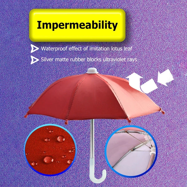 Portable Mobile Phone Holder Mini Parasol Waterproof Riding Cell Phone Holder Sun Shade Decoration Riding Accessories