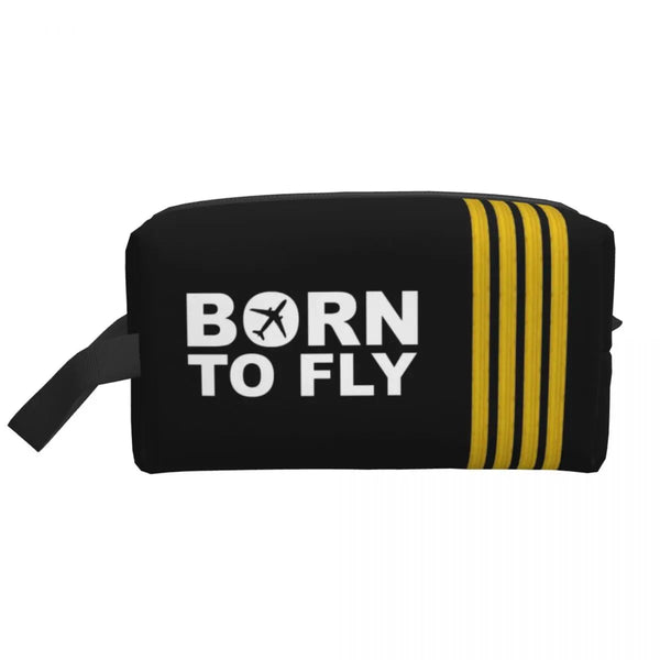 Born To Fly Captain Stripes Flight Pilot Toiletry Bag
