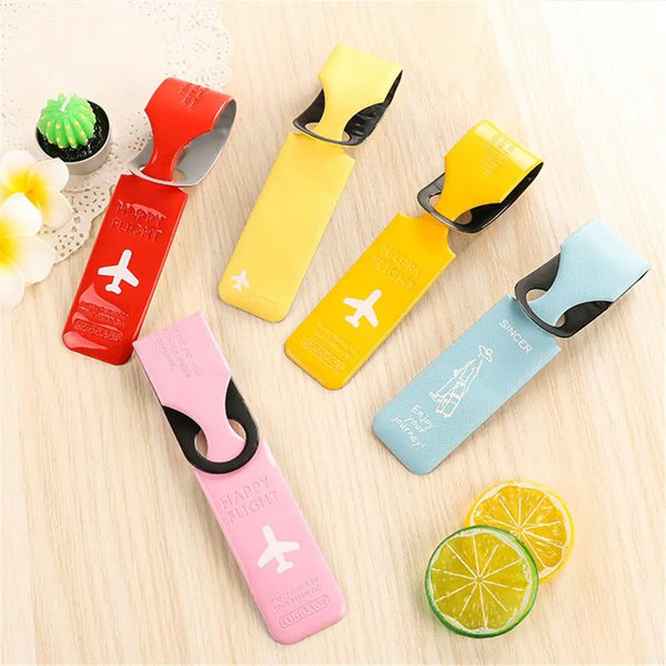 PU Leather Luggage Tag Creative Baggage Silica Gel Suitcase ID Addres Holder Boarding Tags Portable Label Travel Accessories