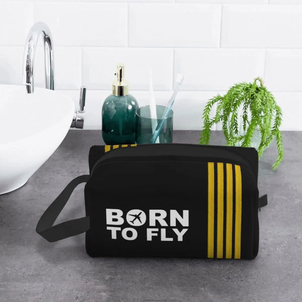 Born To Fly Captain Stripes Flight Pilot Toiletry Bag